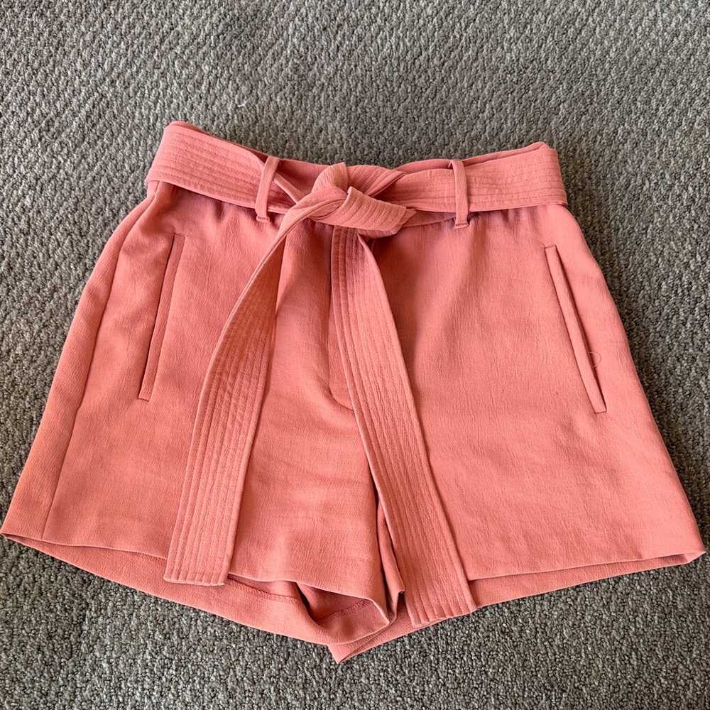 Aritzia Wilfred Peach High Waist Shorts With Tie